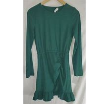 Nsr Women's Medium Green Long Sleeve Ruched Dress With Tags