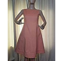 Tangerine Light Orange A-Line Dress With Boat Neck Woven Cotton By