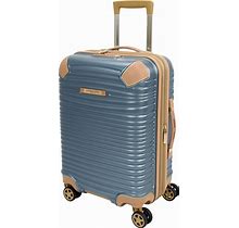London Fog Chelsea Expandable Spinner, Blue, Brown, Carry-On 20-Inch