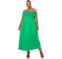 Plus Size Hayek Off Shoulder Maxi Dress, Women's, Size: 2XL, Green