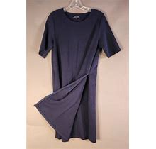 Eileen Fisher Navy Blue Knit Dress Short Sleeve Size M/L Clothing