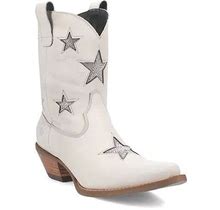 Dingo Womens Star Struck Stacked Heel Booties | White | Regular 11 | Boots Booties