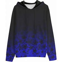 Blue & Black Floral Lace Ombre All-Over Print Pullover Hoodie | 100% Cotton | Up To 6X Plus Sizes