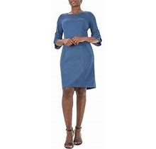 Nina Leonard Women's Nina Leonard Tiered Sleeve Sheath Dress, Size: Medium, Brt Blue