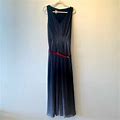 Anne Klein Dresses | Anne Klein 16 Long Sleeveless Dress Polka Dots Red Belt Flowy Gown | Color: Black/White | Size: 16