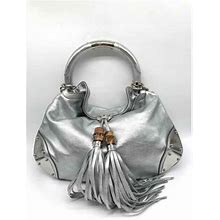 Pre-Owned Gucci Silver Metallic Babouska Indy Hobo Bag