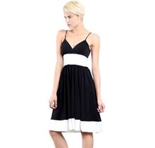 Evanese Women's Fashion Color Blocking Jersey Casual Cocktail Party Dress XS, Black/Creme
