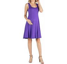 24/7 Comfort Apparel A Line Slim Fit And Flare Dress | Purple | Maternity 3X | Dresses A-Line Dresses