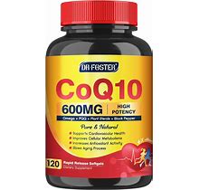 Coq10 600 Mg Softgels Coq10 Supplement - CQ10 Coenzyme-Q10 With Omega 3 & PQQ & Vitamin E Support Health & Antioxidant & Cellular Energy | 60 Serving
