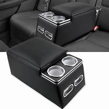 Universal Car Center Console Organizer With Cup Holder& Phone Holder, Rear Bench Seat Consoles With Armrest Middle Storage Box, Truck Seat Organizer