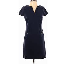 Lilly Pulitzer Casual Dress - Sheath V-Neck Short Sleeves: Blue Print Dresses - Women's Size 5