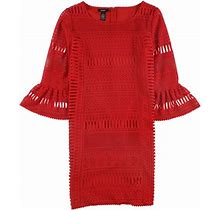 Alfani Womens Crochet Sheath Dress, Red, 4