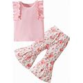 Dalukit Toddler Baby Girl Summer Clothes Outfit Girls' Clothing Sets Pant Set Girls Flare Leggings Bell Bottom Girls Tank Top