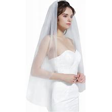 BEAUTELICATE Wedding Bridal Veil With Comb 1 Tier Cut Edge Fingertip&Cathedral Length