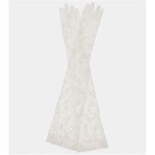 Safiyaa Bridal Tulle Gloves - White Size US 12