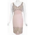 Vintage 1960'S Helen Rose Couture Fully-Beaded Blush Pink Silk Hourglass Dress