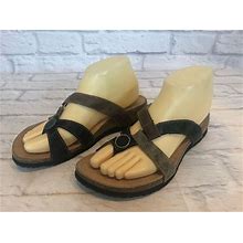 Think! Shoes | Think! Julia Medallion Black Brown Slide Sandals Womens 38 / 7-7.5 (9A3) | Color: Black/Brown | Size: 38