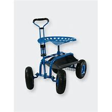 Sunnydaze Decor Sunnydaze Rolling Garden Cart W/ Extendable Steering Handle Seat & Basket - Blue