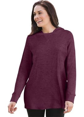 Plus Size Women's Knit Thermal Hoodie. By Woman Within In Deep Claret (Size 3X)