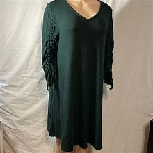 Loft Dresses | 3/$20 Loft Green V-Neck Sweater Dress | Color: Green | Size: M