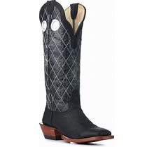 Hondo Men's Black And Black Crater Diamond Stitch 16" Wide Square Toe Buckaroo Cowboy Boots