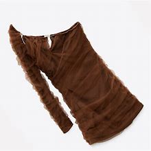 Zara Dresses | Zara Mini Dress One Shoulder | Color: Brown | Size: 0