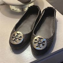 Tory Burch Size 7 Brown Leather Quilted Pattern Flats. Like Brand New. | Color: Brown | Size: 7