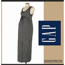 Gap Black & White Striped Maternity Maxi Dress Summer Party Size
