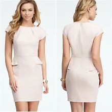 Bebe Dresses | New Bebe Blush Crepe Peplum Pencil Mini Dress S 4 | Color: Cream/Pink | Size: 4