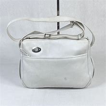 Vintage Gucci Bag White Leather Silver Trimming GG Crossbody Purse Bag Unisex