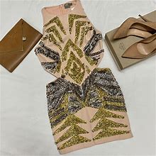 Asos Dresses | Nwt Premium Heavy Sequin Midi Dress | Color: Gold/Silver | Size: 8