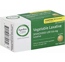 Signature Care Laxative Vegetable Sennosides USP 8.6Mg Tablet - 100 Count