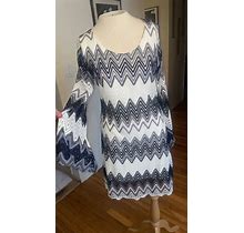 Mechant Crochet Chevron Zig Zag Dress Size L /XL With Bell Sleeve NWT