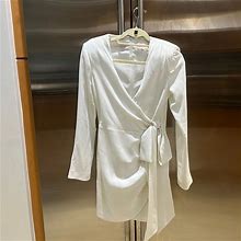 Cinq A Sept Dresses | Cinq A Sept Sierra Long Sleeve Wrap Mini Dress | Color: White | Size: 4