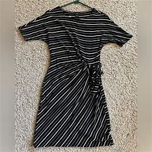 Loft Dresses | Ann Taylor Loft Wrap Dress - Black W/ Stripes | Color: Black/Blue/Pink/White | Size: Sp