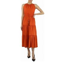 Max Mara Orange Kren Jersey Tiered Sleeveless Midi Dress, Brand Size 34 (US Size 0)
