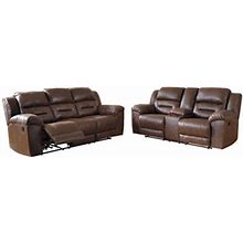 Signature Design By Ashley Stoneland 2 - Piece Reclining Living Room Set Faux Leather/Polyester In Brown | 42 H X 90 W X 41 D In | Wayfair Living
