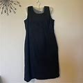 Chadwicks Dresses | Elegant Black Linen Sheath Dress Size 12 | Color: Black | Size: 12