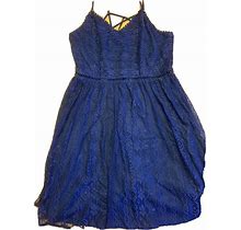 Verte Womens Lace Dress Blue Size Large
