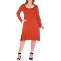 Women's Plus Size Flared Dress - Rust