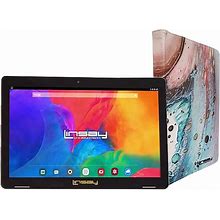 Linsay 10.1" Tablet With Case, Wifi, 2GB RAM, 64GB Storage, Android 13, Black/Space Marble (F10IPSPAC)