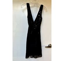 Express Xs Black Sequin Dress With V Neckline And V Back