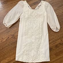 Tibi Dresses | Tibi White Dress With Lace, Size 0 | Color: White | Size: 0