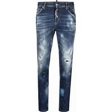 DSQUARED2 Blue Cropped Distressed Denim Jeans