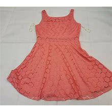Womens Trixxi Coral Lace Party Dress Size 11 Mid Thigh Length Zipper