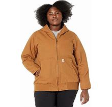 Carhartt Plus Size WJ130 Washed Duck Active Jacket Women's Clothing Carhartt Brown : 2X