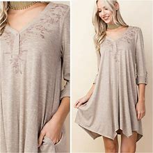Vanille Style Dresses | Taupe Embroidered Knit Dress | Color: Cream/Tan | Size: Various