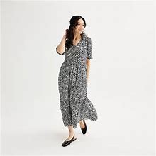 Petite Sonoma Goods For Life® Button-Through Puff Sleeve Midi Dress, Women's, Size: Medium Petite, Black