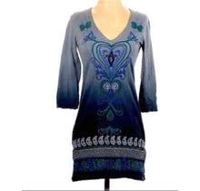 Johnny Was La Gray To Blue Ombre Embroidered Dress