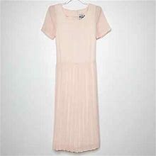 Cw Rose Petites Vintage Pastel Pink Pleated Dress Womens 4